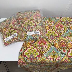 Cuddledown Provence 2 Flat Sheet Pillowcases Full Multi Color 100% Cotton Floral